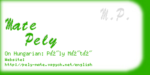 mate pely business card